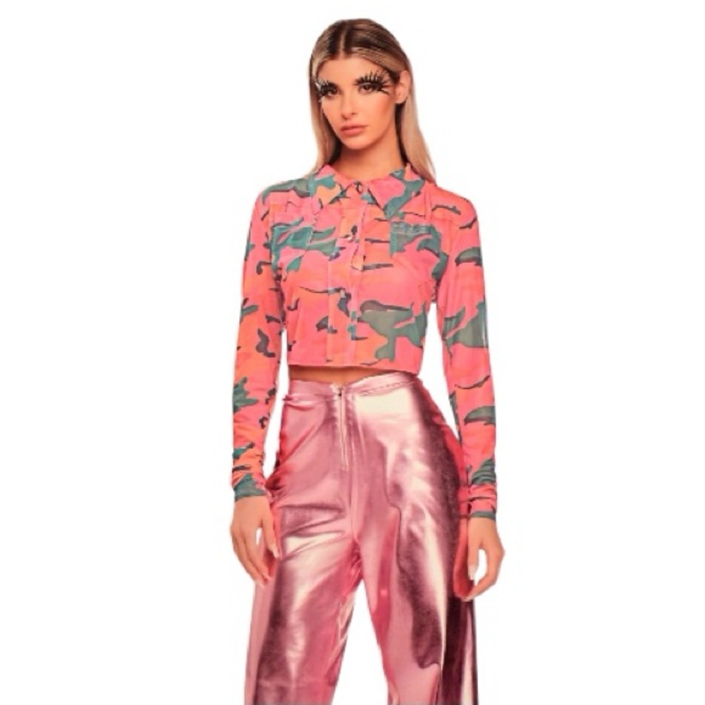 Pink Camouflage Crop Top Jacket Size L/XL